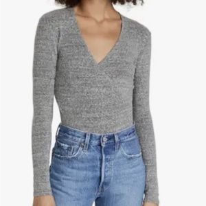 Madewell wrap bodysuit in heather gray, size medium